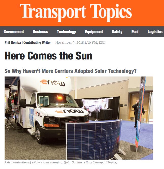 eNow featured in Transport Topics